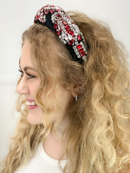 Velvet Headband Adorned with Rhinestones