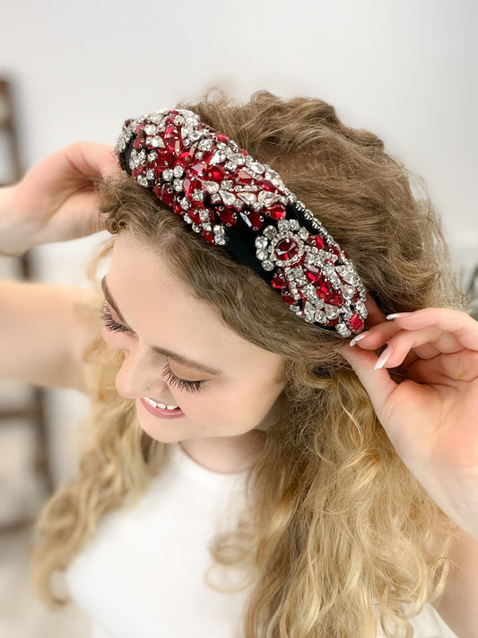 Velvet Headband Adorned with Rhinestones