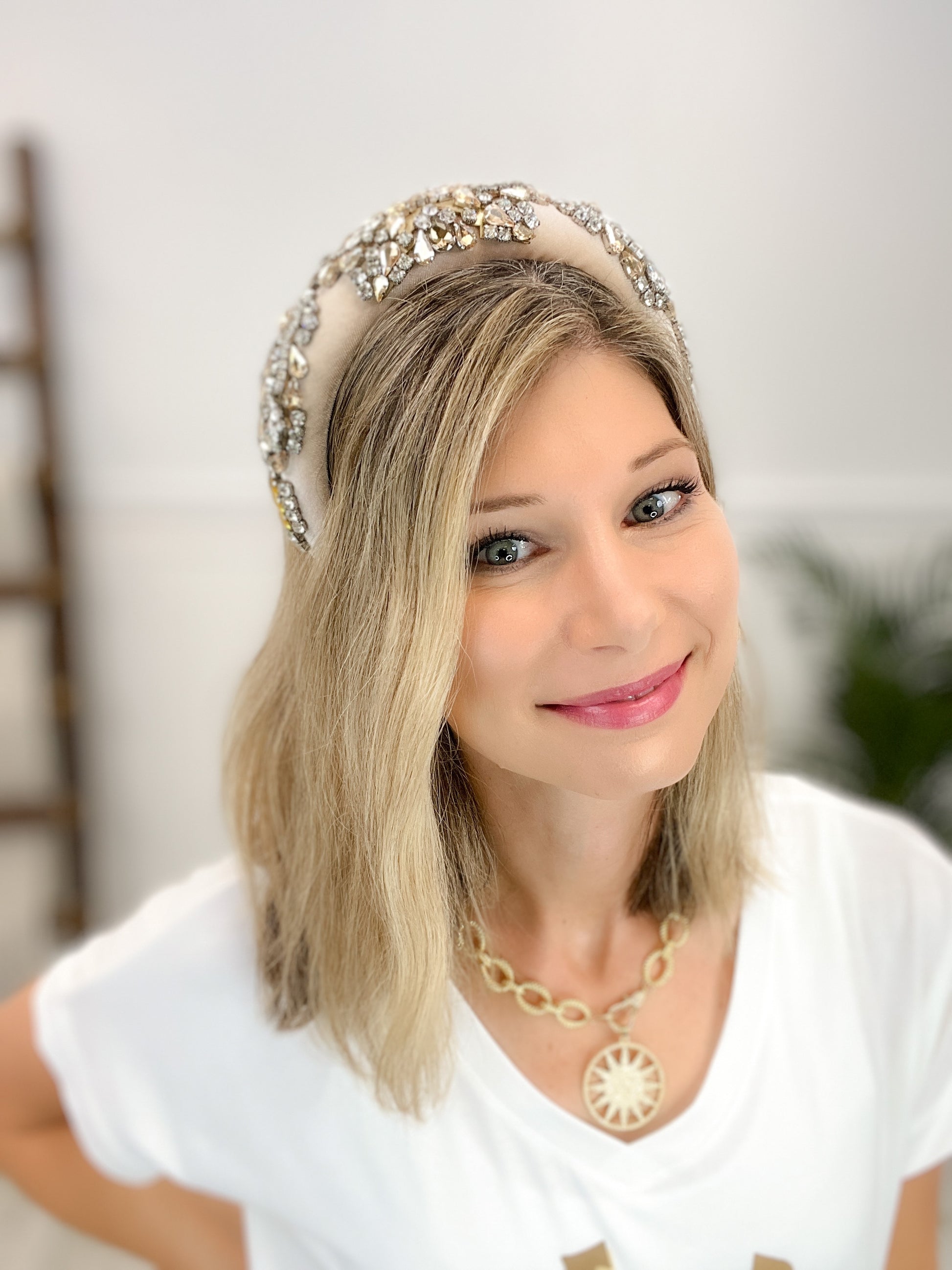 Velvet Headband Adorned with Rhinestones