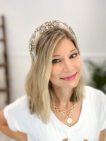 Velvet Headband Adorned with Rhinestones