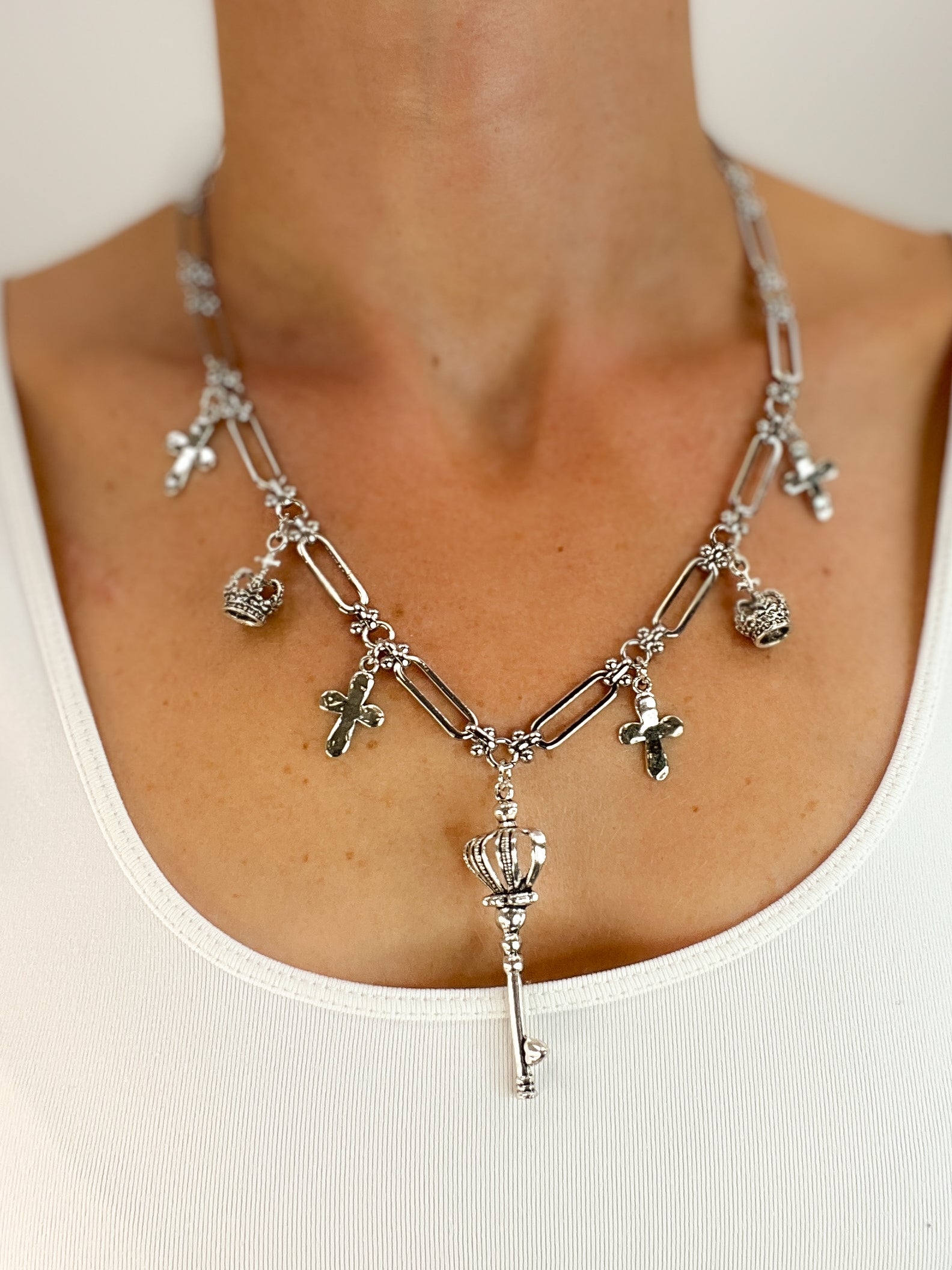 Silver Crown Jubilee Necklace