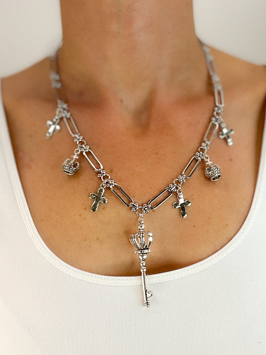 Silver Crown Jubilee Necklace