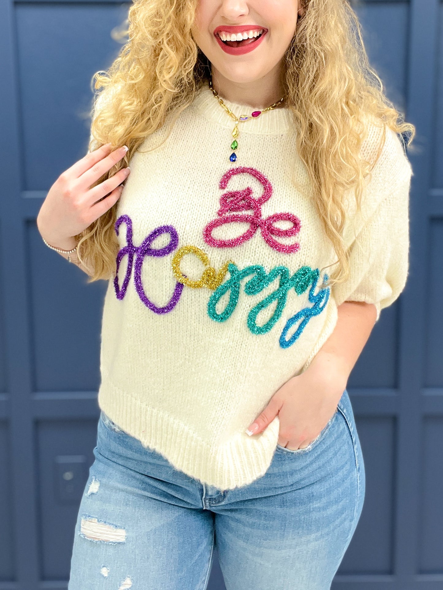 Don't Worry Be HAPPY Sweater Top