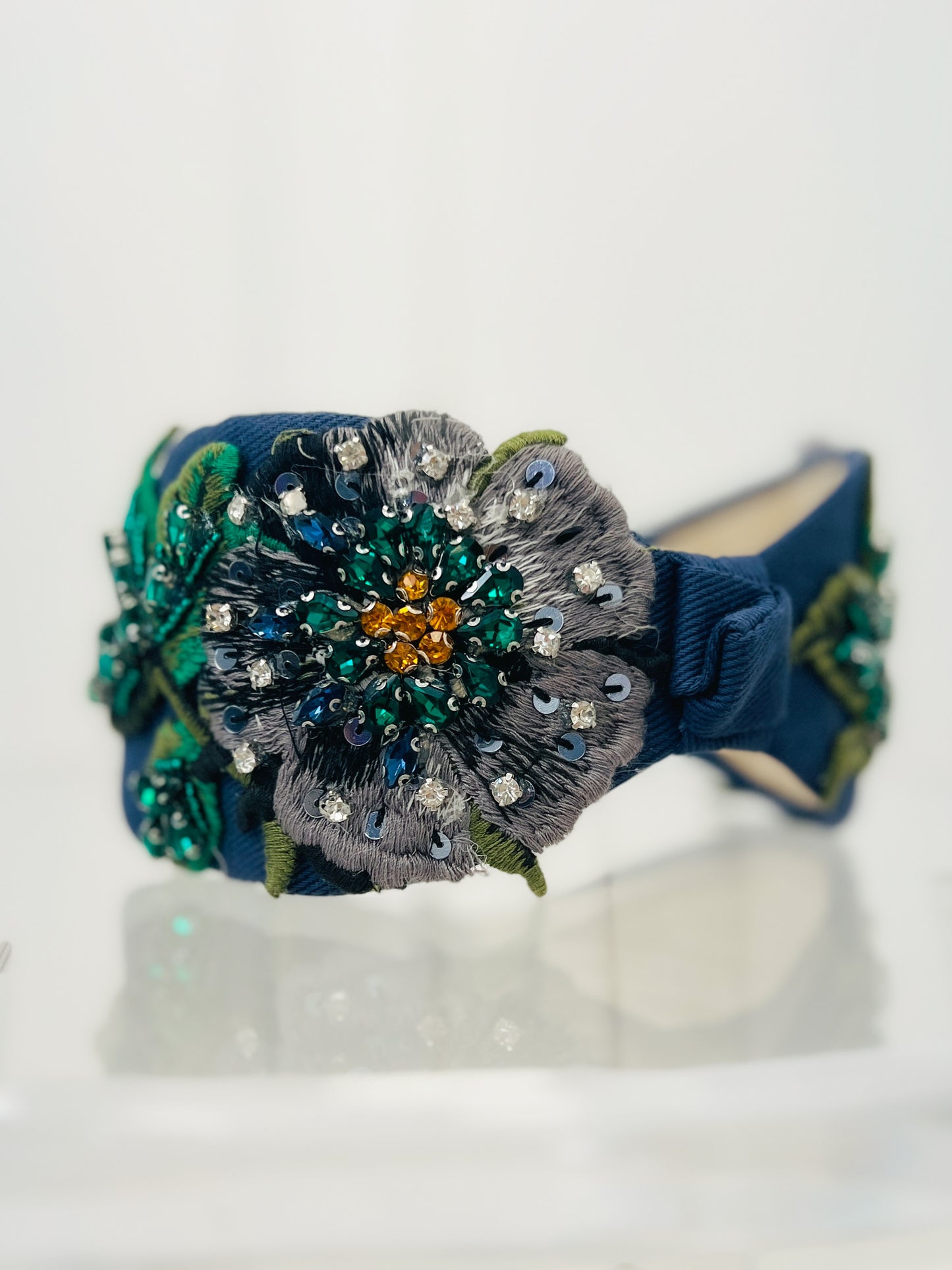 Fabric Wide Jeweled Headband