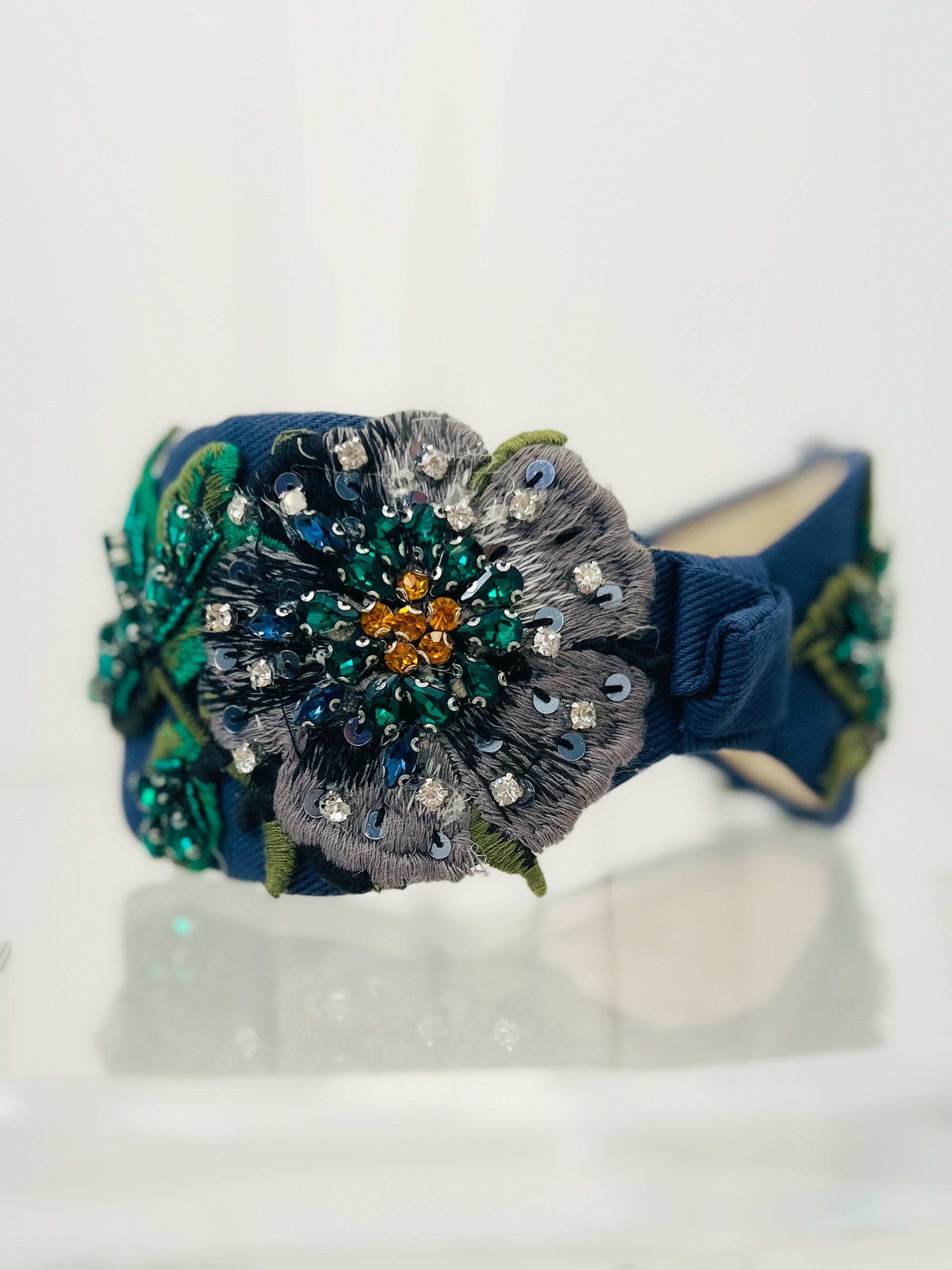 Fabric Wide Jeweled Headband