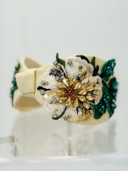 Fabric Wide Jeweled Headband