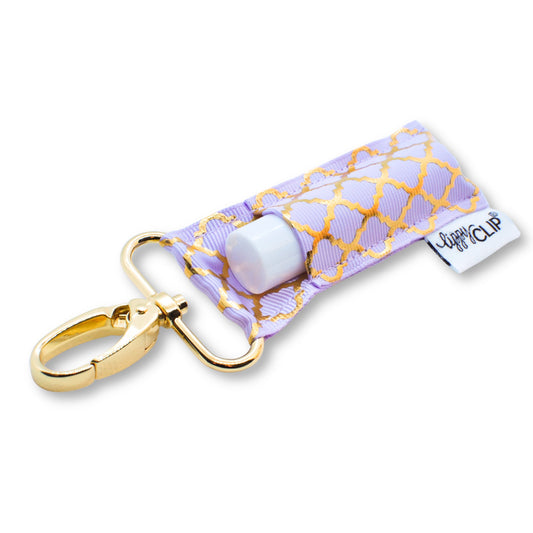 Gold Quatrefoil on Lavender LippyClip®