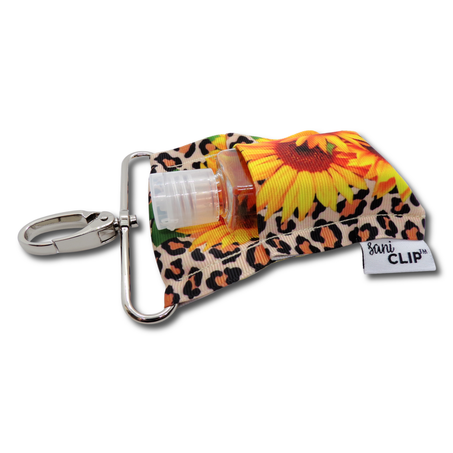 Leopard Sunflower SaniClip Hand Sanitizer Holder