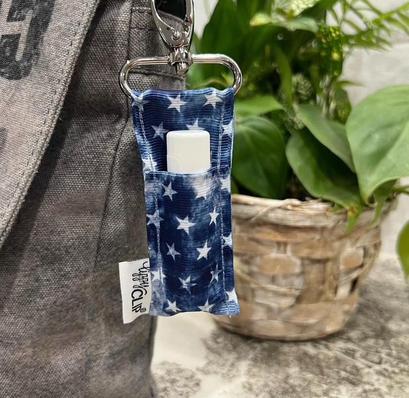 Navy Denim Stars LippyClip® Lip Balm Holder