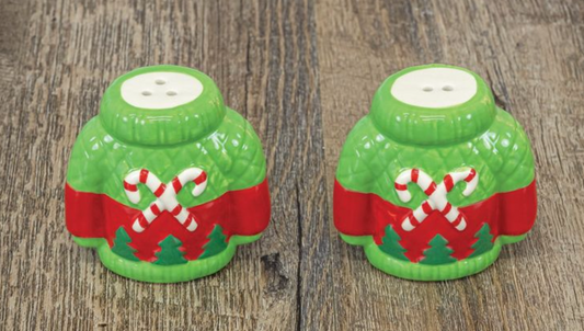 CANDY CANE SWEATER SALT & PEPPER SET