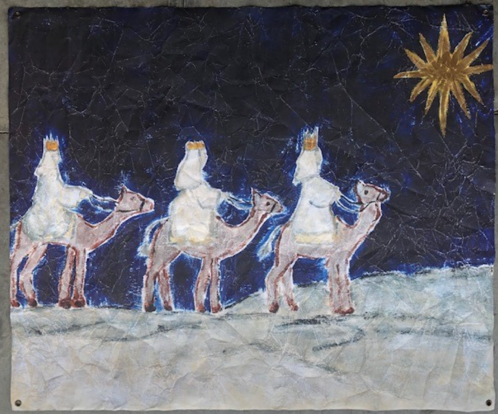 38x46" Paper Art, Wisemen on Camels