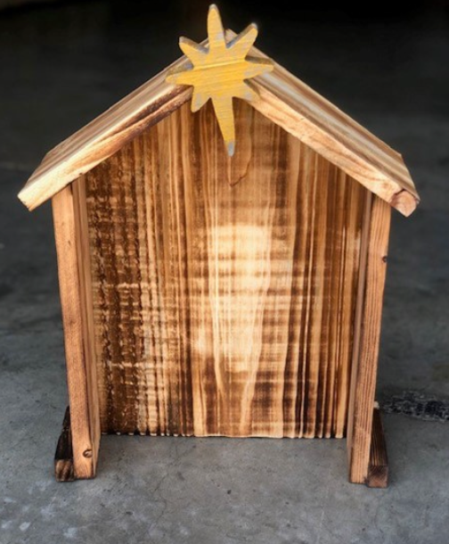 11x14.75" Wood Creche with Removable Star