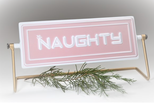 11x5" Metal Spinner, Naughty/Nice