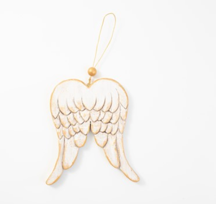 7" Wood Angel Wings Ornament