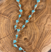 Sterling Silver Turquoise Teardrop Y Necklace