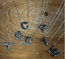 Stamped Letter Necklace -Small