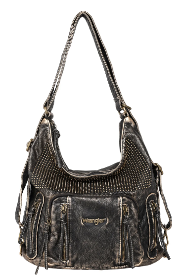 MW Wrangler Stone Wash Studded Concealed Carry Hobo Backpack