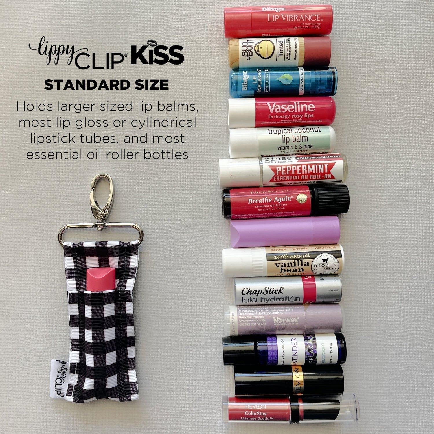 Tie Dye LippyClipKISS for larger lip balms, essential oil rollers, and more