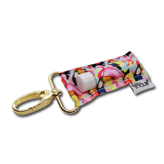 Toucans and Flamingos LippyClip® Lip Balm Holder