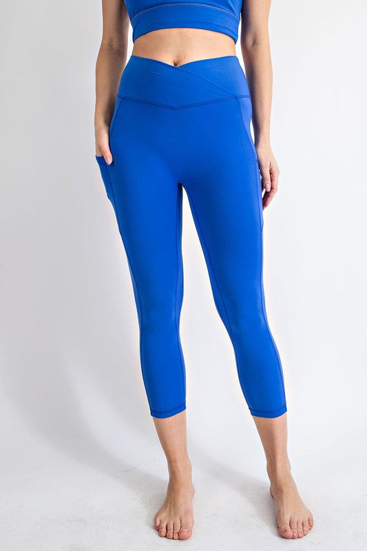 V-Waist Capri Length Leggings with Pockets