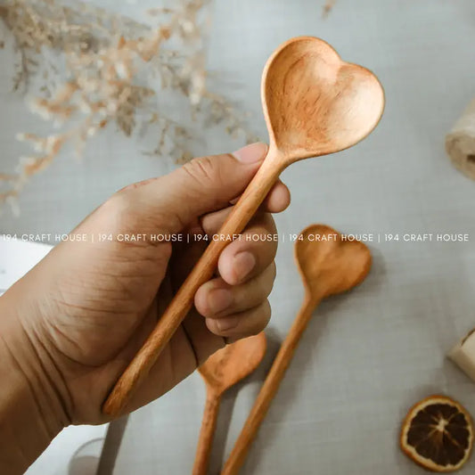 Straight Heart Wooden Spoon - Cooking Serving Utensils