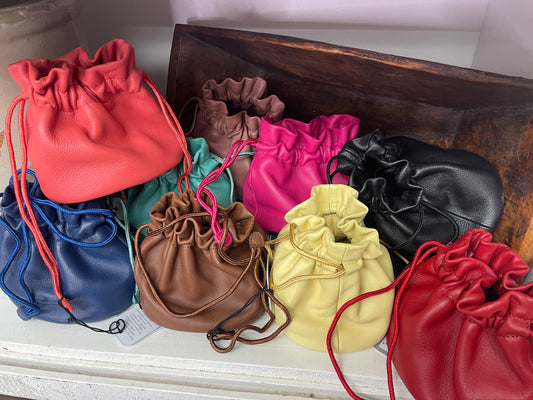 Genuine Leather Drawstring Jewelry Pouch