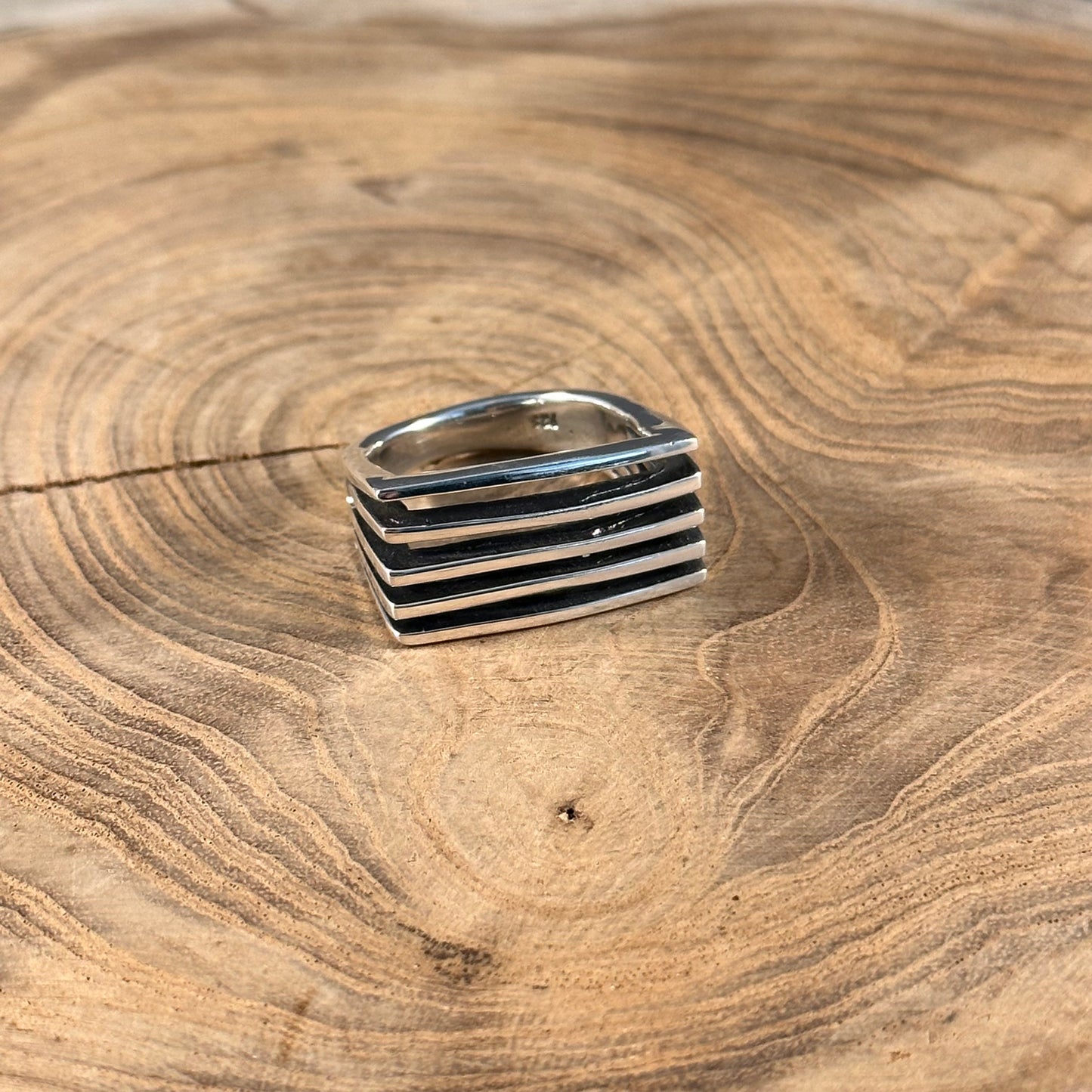 Vintage 5 Line Sterling Ring