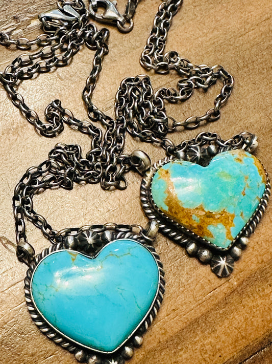 Augustine Largo Handmade Kingman Turquoise Heart Necklace