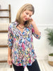 3/4 Length V-Neck Multi Color Predator Print Top - Heimish - Emma Lou's Boutique