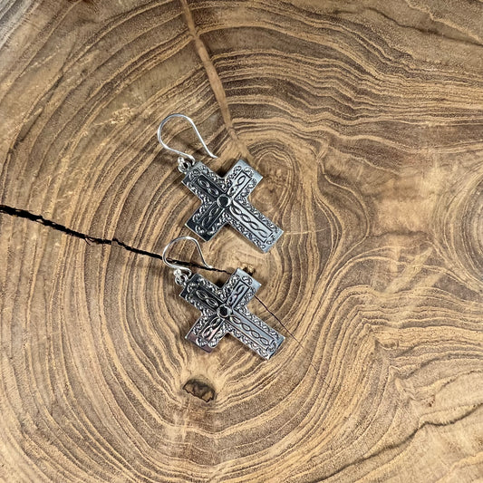 Sterling Silver Cross Hammered Design