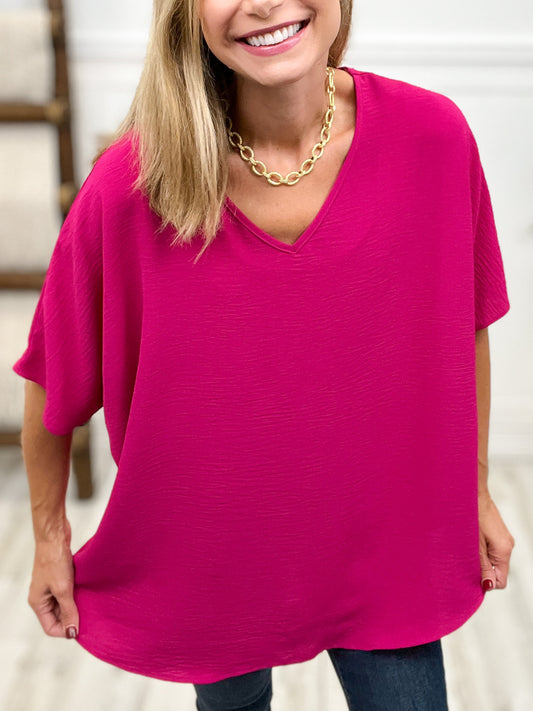 Short Sleeve Oversized V-Neck Top