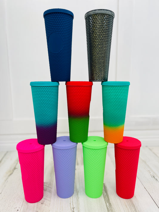 Studded Tumbler with Straw 24oz.