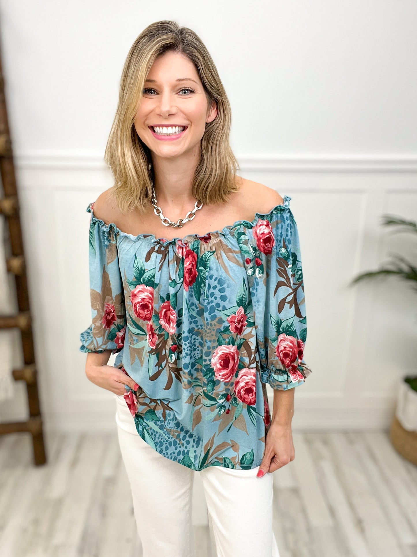 Jump Right In 3/4 Sleeve Top