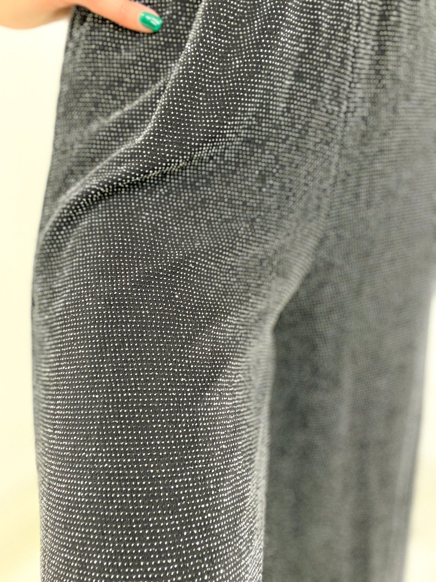 Knit Rib Waist Band Wide Leg Pants