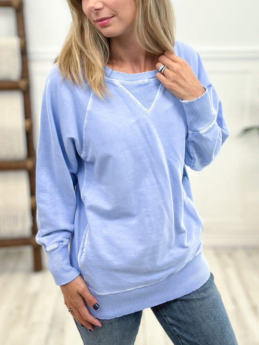 PIGMENT DYED FRENCH TERRY PULLOVER WITH POCKETS