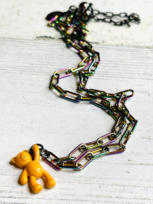 Aurora Chain Mini Paperclip Teddy Bear Necklace - Emma Evelyn Jewelry Guangzhou Laursain Jewelry Co., - Emma Lou's Boutique