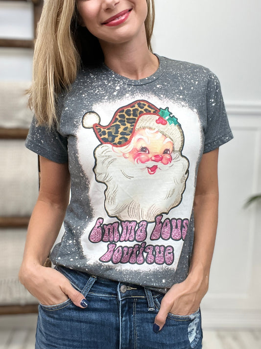 Emma Lous Custom Bleached Santa Christmas Tees