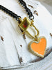 Orange Enamel Cuban Heart Necklace