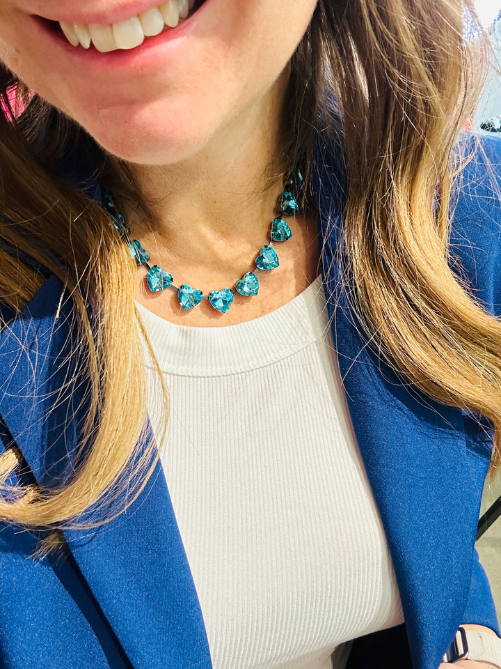Aquamarine Heart Crystal Necklace