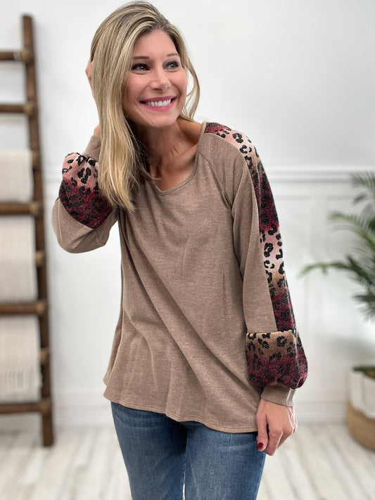 V-Neck Bubble Sleeve Top