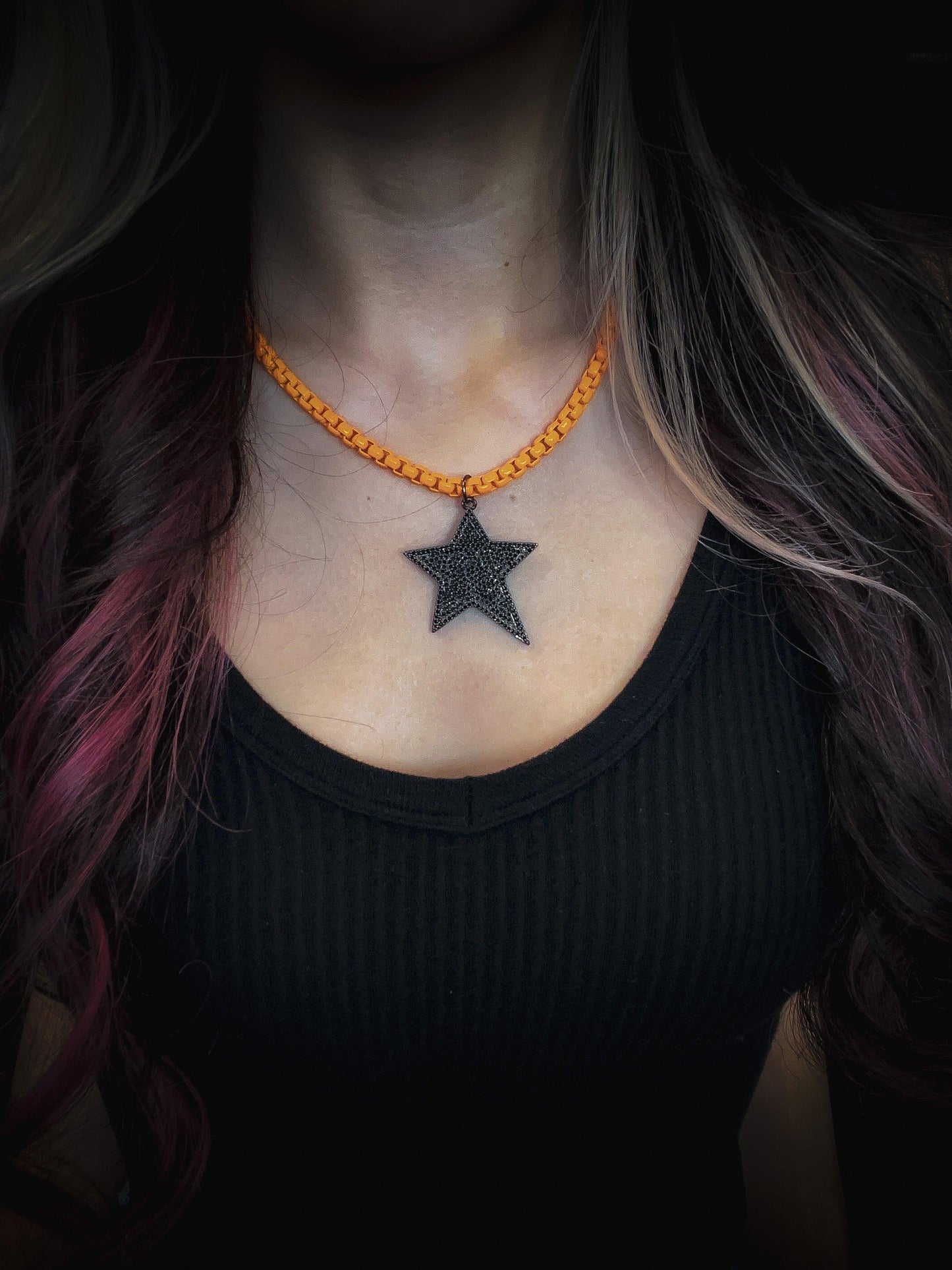 Black Micro Pave Star Necklace 5MM Chain - Emma Evelyn Jewelry Guangzhou Laursain Jewelry Co - Emma Lou's Boutique