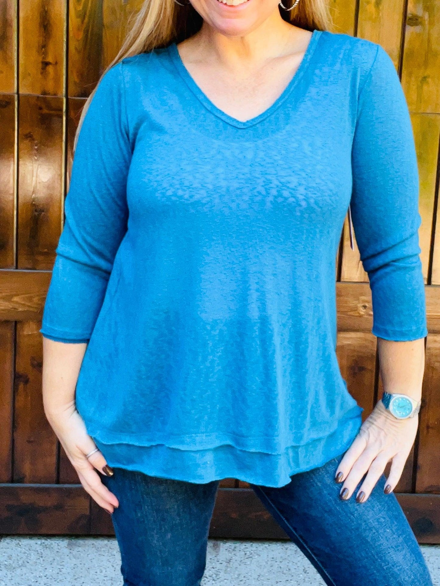 3/4 Length Sleeve Hacci Top - Camille & Co - Emma Lou's Boutique