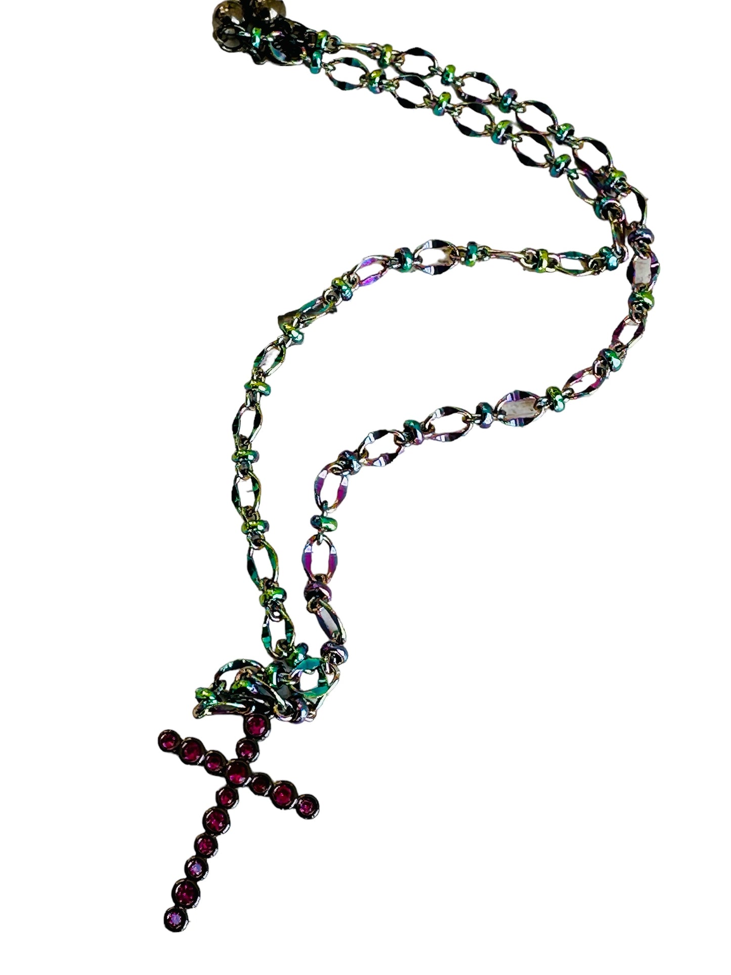 Aurora Magenta Cross necklace