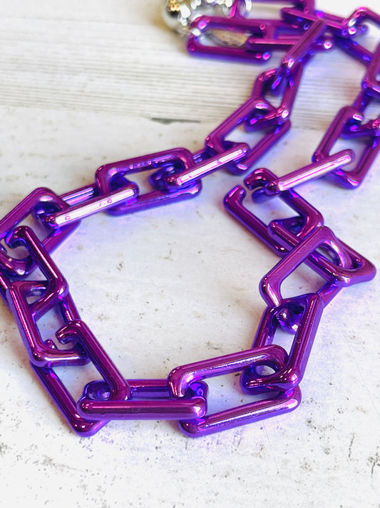 Metallic Purple Be Square Necklace