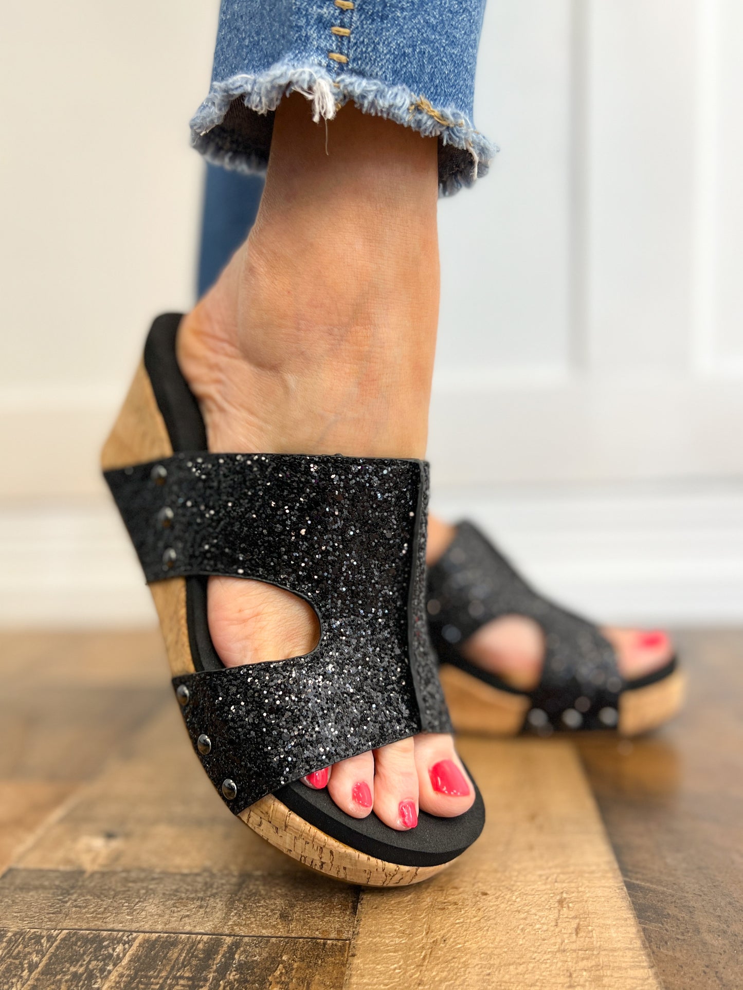 Corkys Oasis Glitter Wedge Sandal