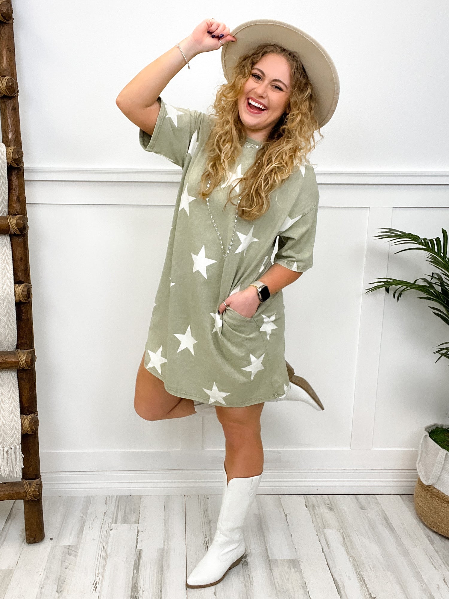 MINERAL WASHED TUNIC DRESS