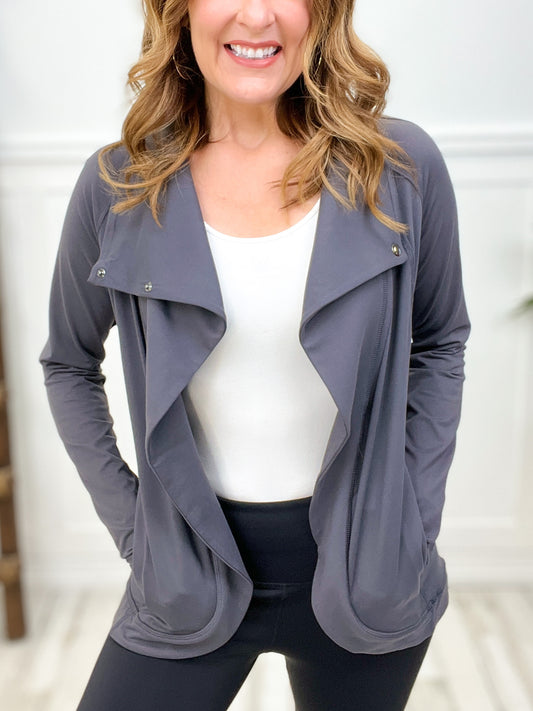 ASYMMETRIC JACKET WITH COWL NECK