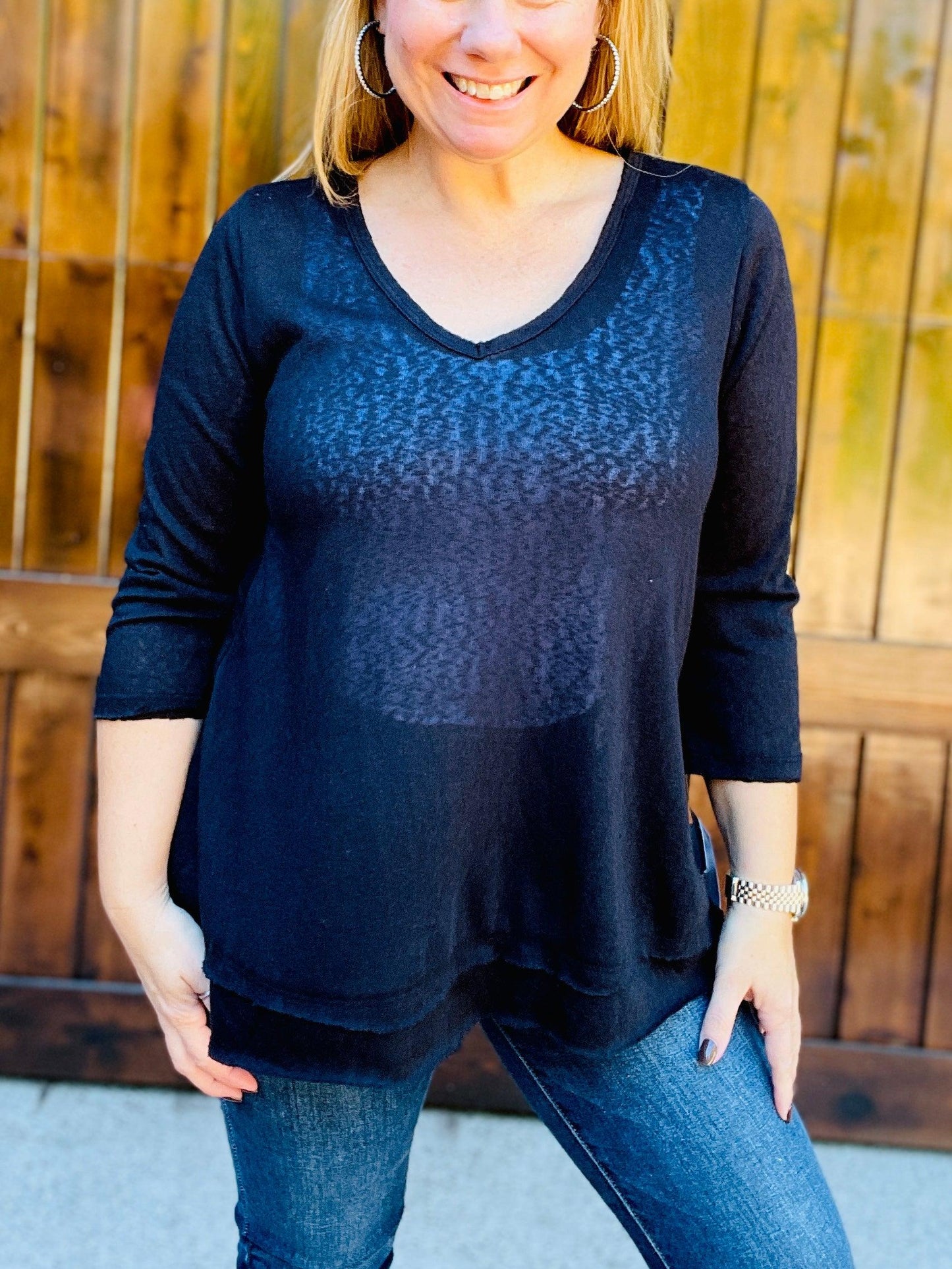 3/4 Length Sleeve Hacci Top - Camille & Co - Emma Lou's Boutique