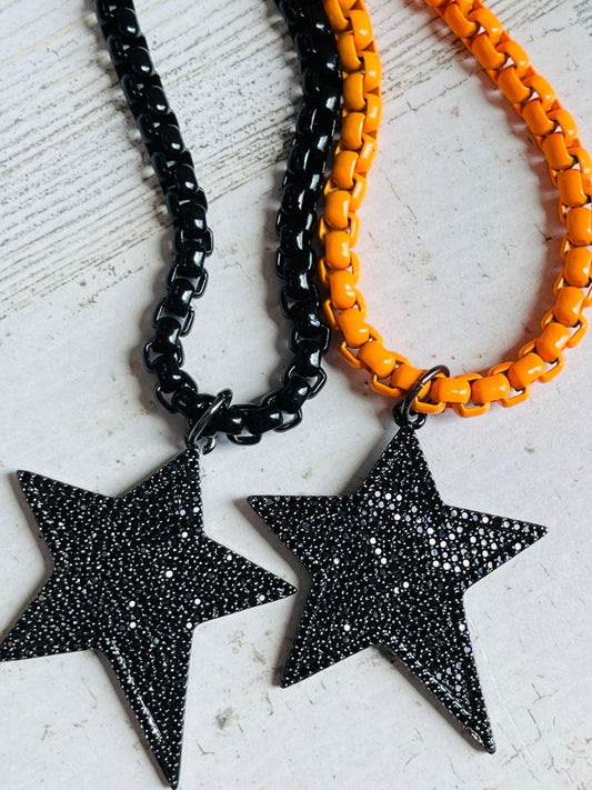 Black Micro Pave Star Necklace 5MM Chain - Emma Evelyn Jewelry Guangzhou Laursain Jewelry Co - Emma Lou's Boutique