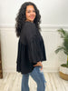 Contrast Gauze Tunic Top with V-Neckline